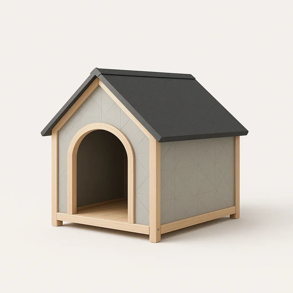Casa para perro de madera y plástico gris 60x50x55 cm