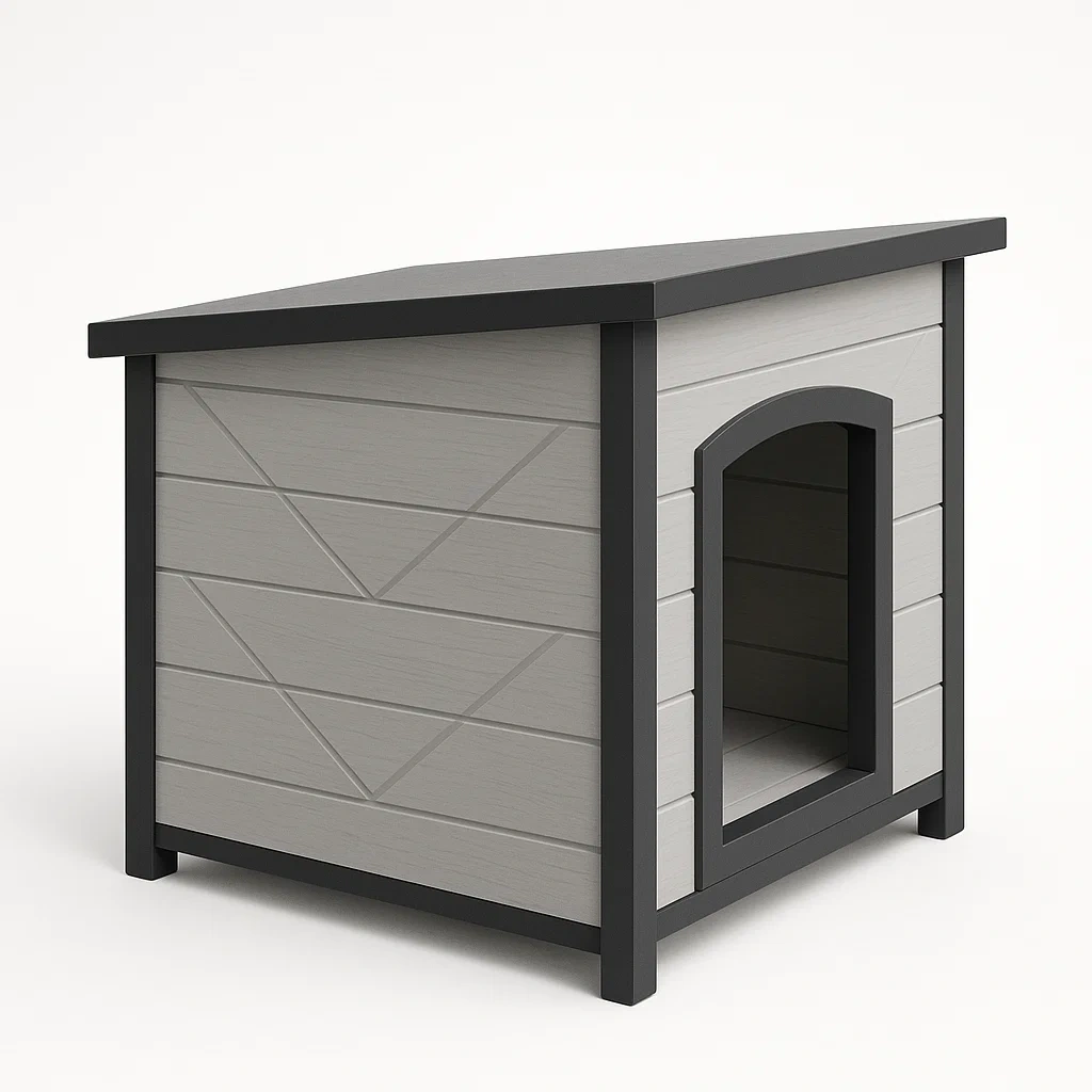 Casa para perro exterior de polietileno gris y negro