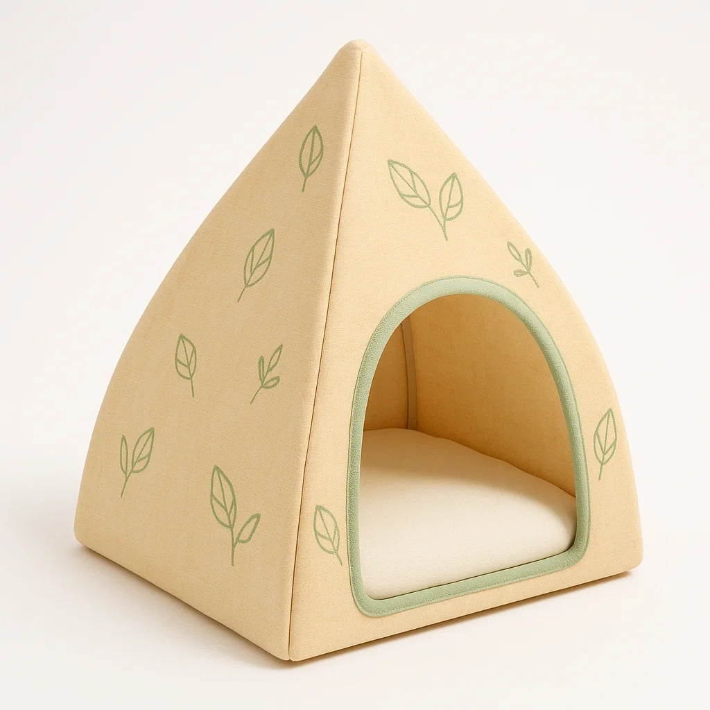 Cama para gato de algodón beige 40x40x50 cm