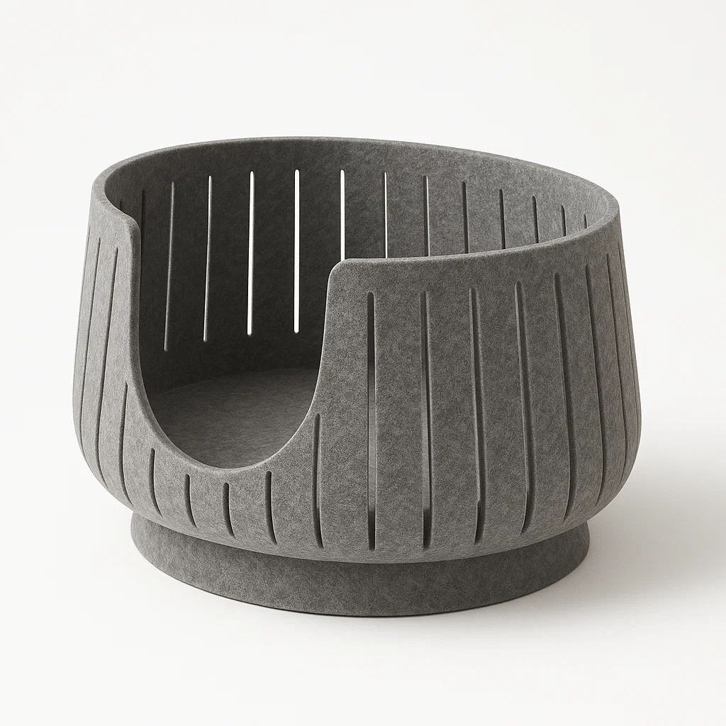 Cama para gato de fieltro gris