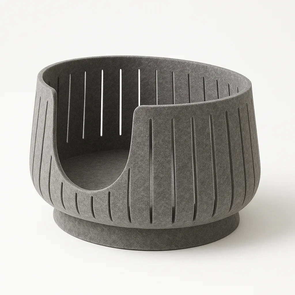 Cama para gato de fieltro gris