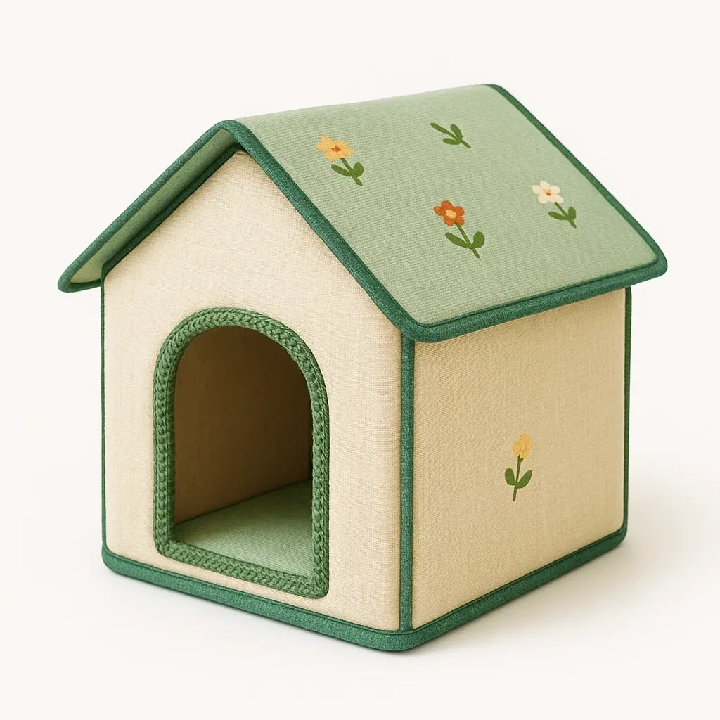 Cama para gato de tela con diseño floral 40x30x35 cm
