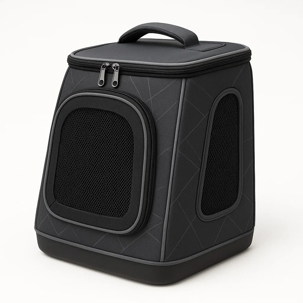 Transportín para gato de tejido Oxford negro 32x28x42 cm