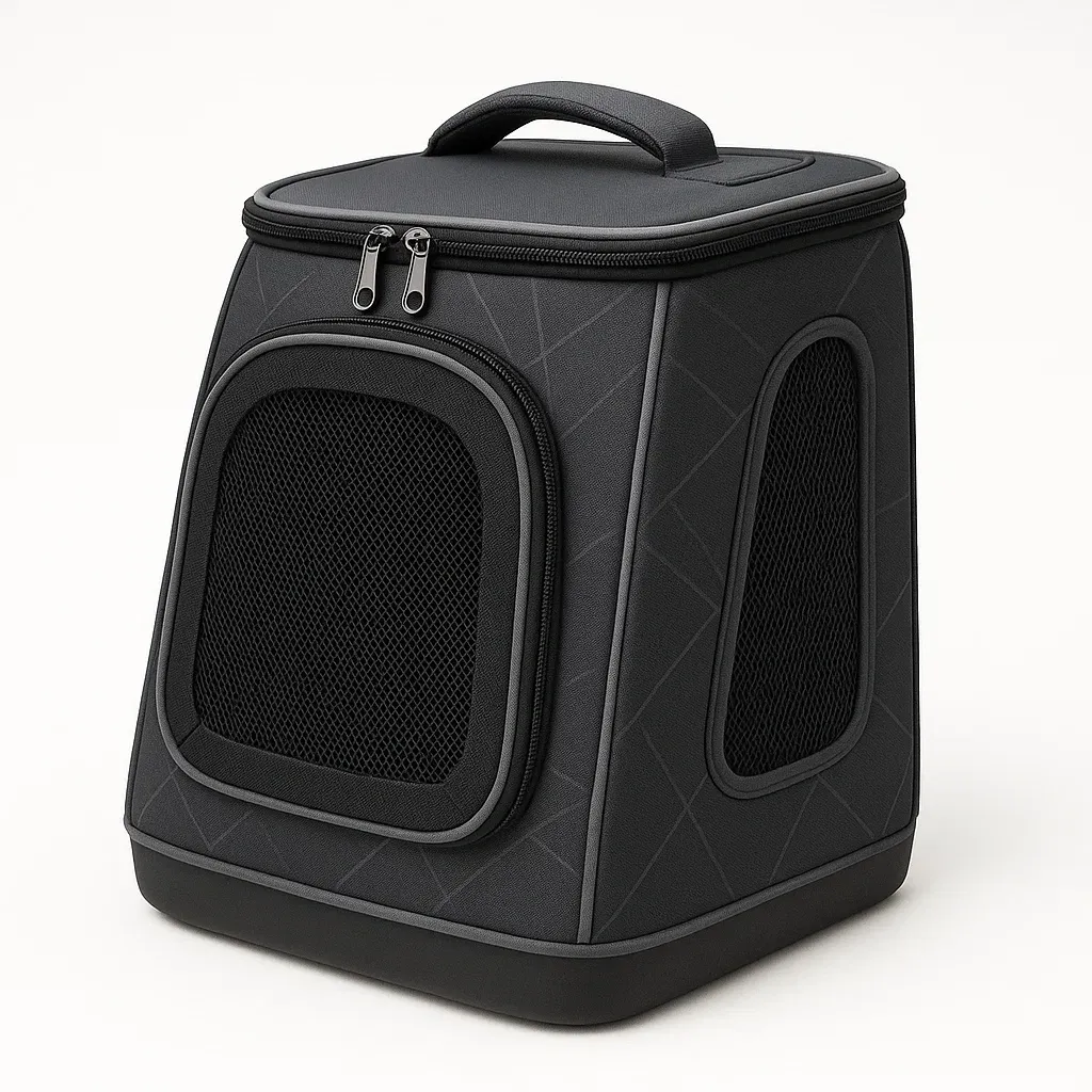 Transportín para gato de tejido Oxford negro 32x28x42 cm