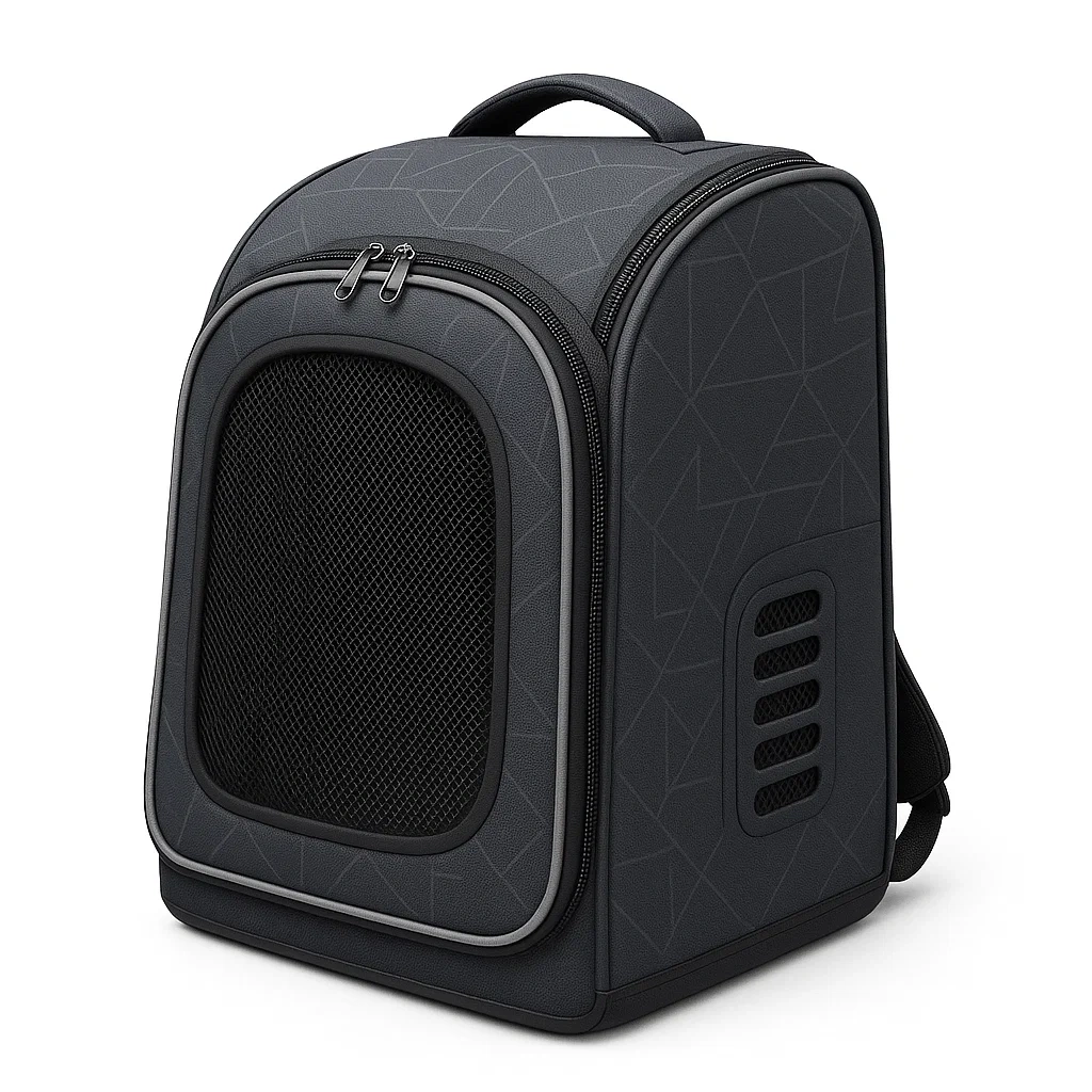 Transportín para gato de poliéster gris