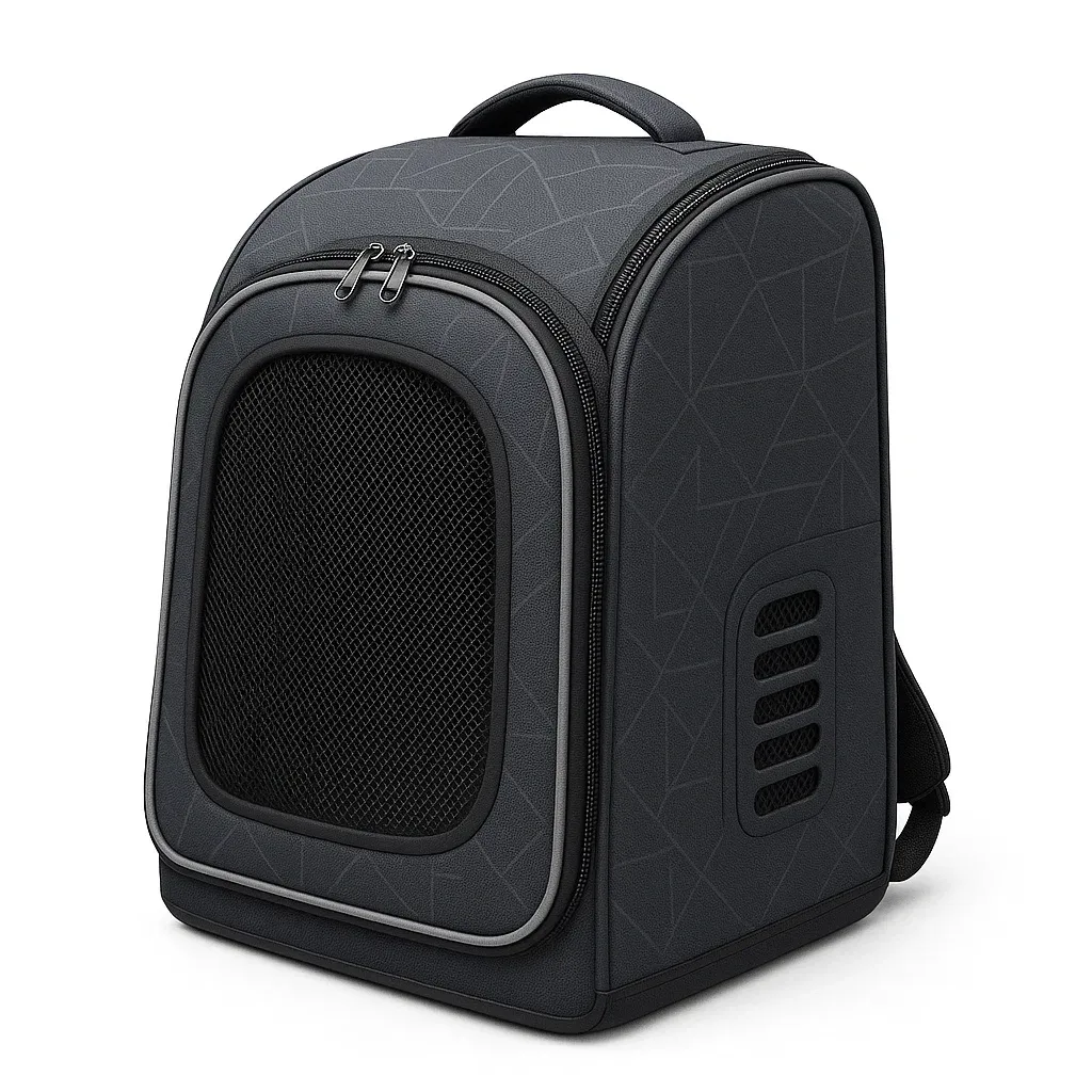 Transportín para gato de poliéster gris