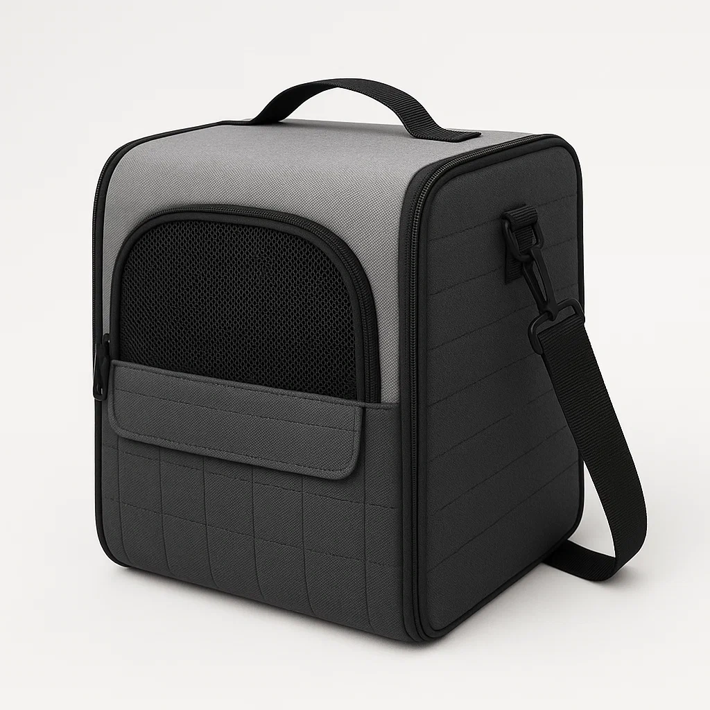 Transportín para gato de tela Oxford gris/negro 30x30x42 cm