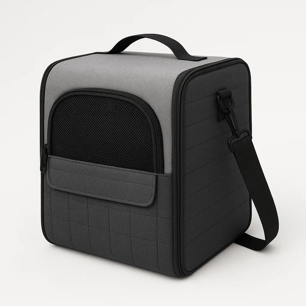 Transportín para gato de tela Oxford gris/negro 30x30x42 cm