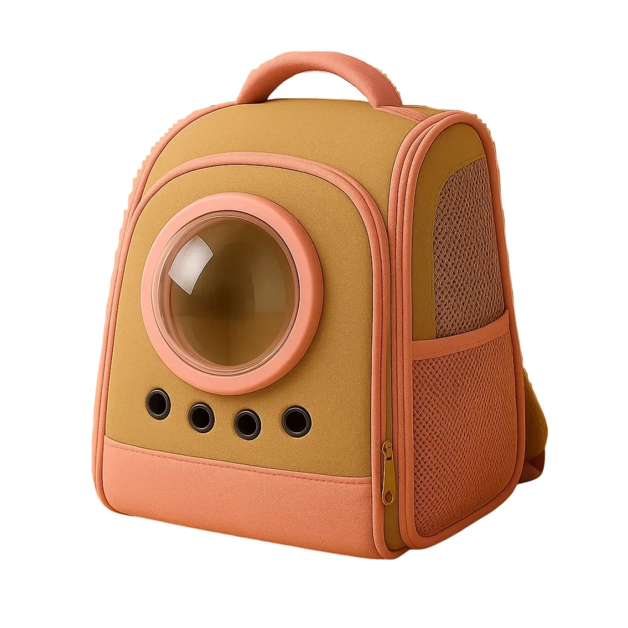 Transportín para gato con ventana color marrón/rosa