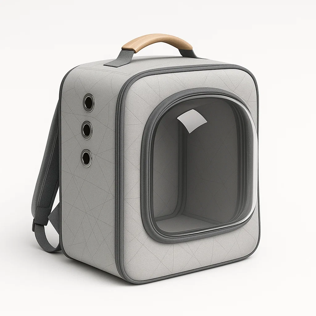 Transportín para gato de PVC y poliéster gris 42x30x20 cm