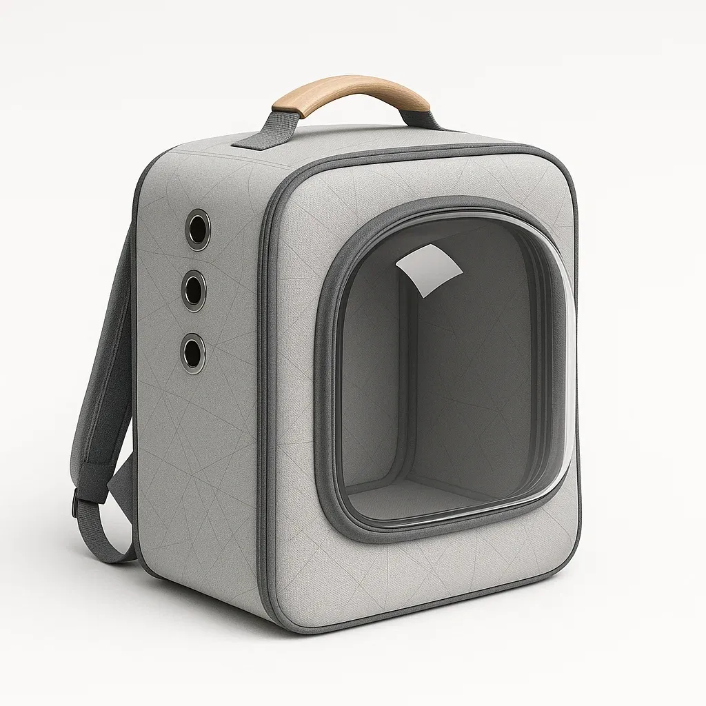 Transportín para gato de PVC y poliéster gris 42x30x20 cm