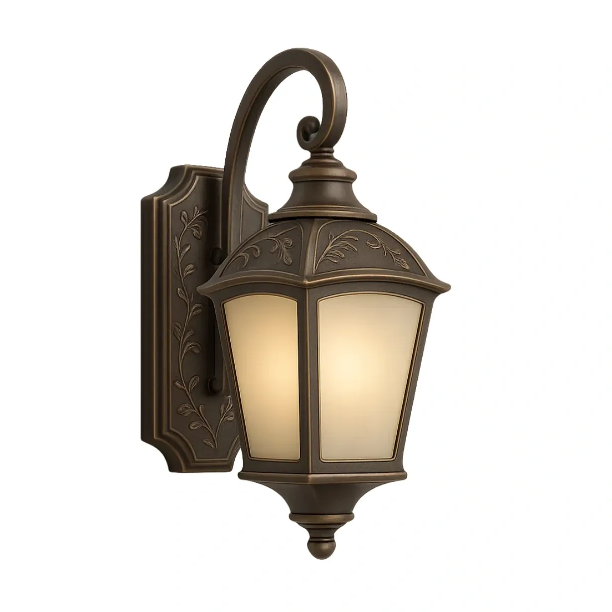 Aplique de pared exterior de aluminio y vidrio esmerilado color bronce