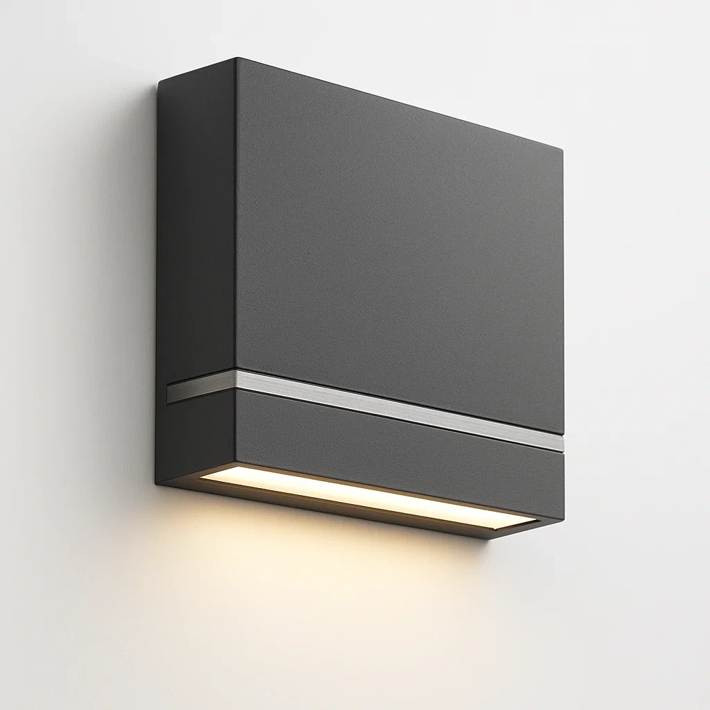 Aplique de pared exterior de aluminio negro 12x12x4 cm