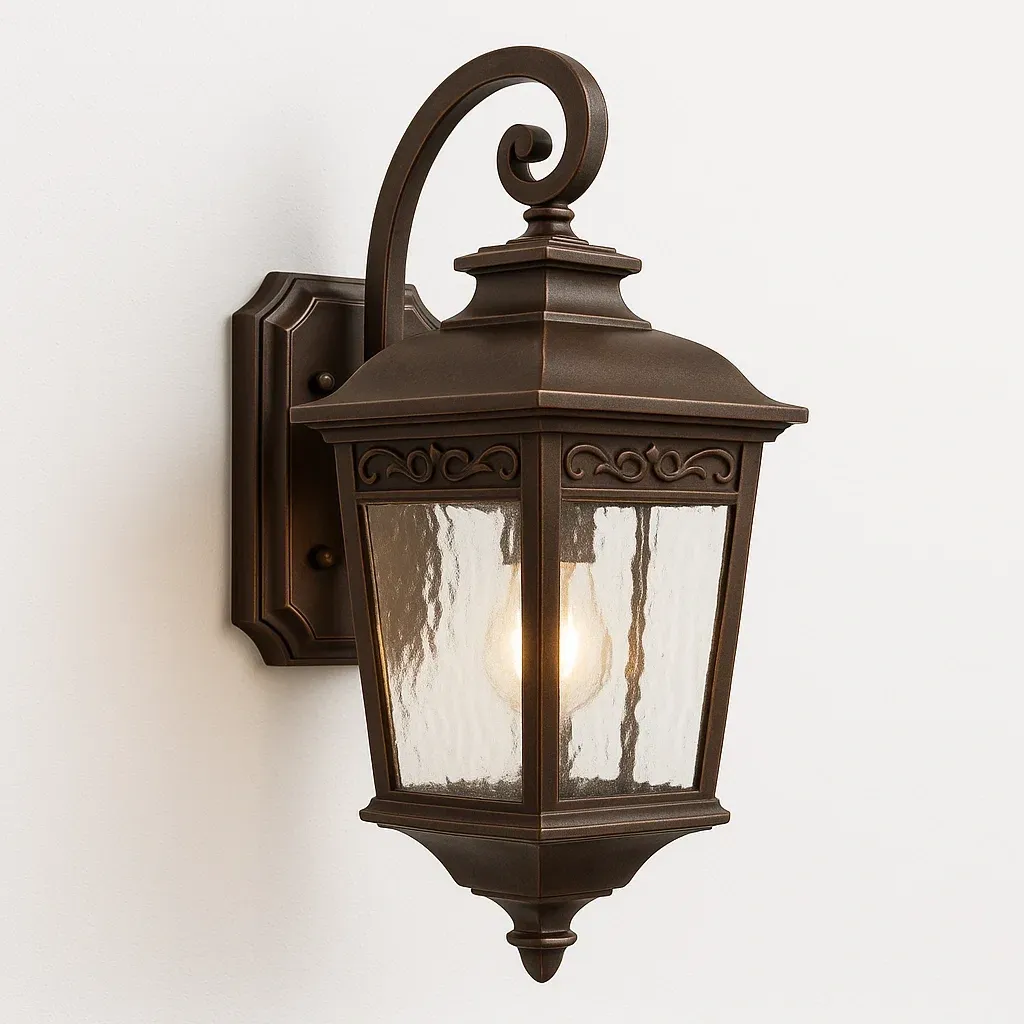 Aplique de pared exterior de aluminio color marrón con vidrio templado 30x20x25 cm