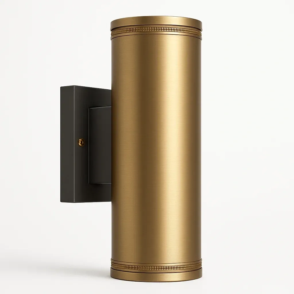 Aplique de pared exterior cilíndrico de aluminio color bronce