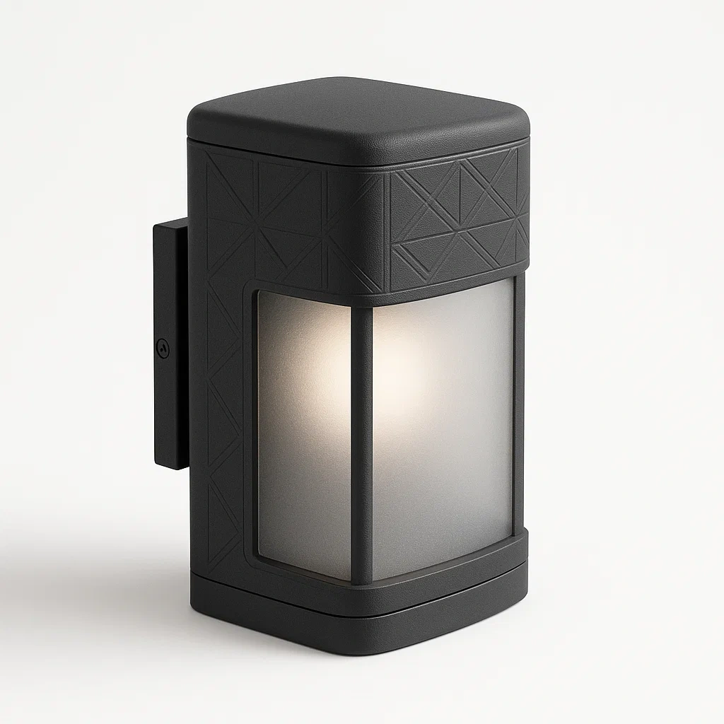 Aplique de pared exterior de aluminio y vidrio negro 20x10x10 cm