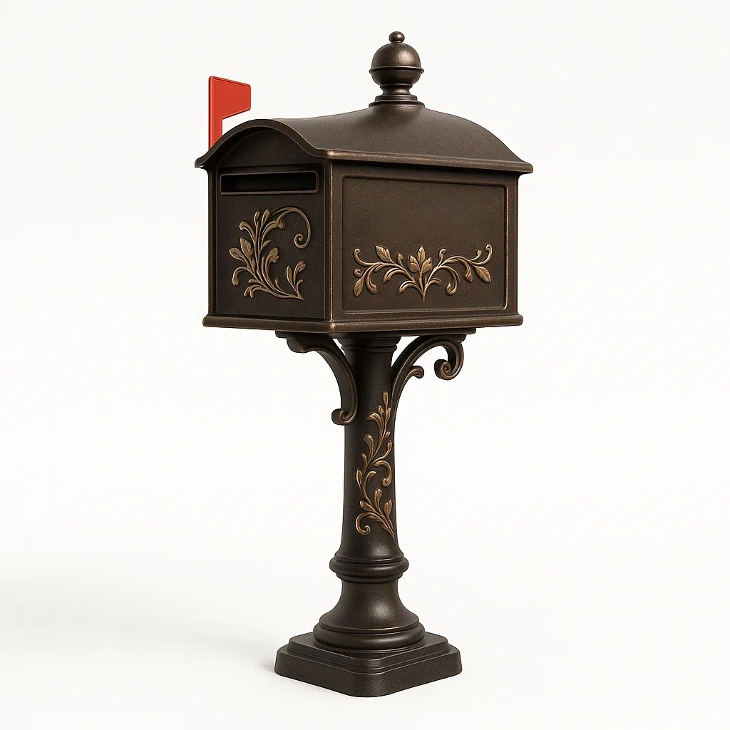 Buzón de correo decorativo en aleación de aluminio color bronce