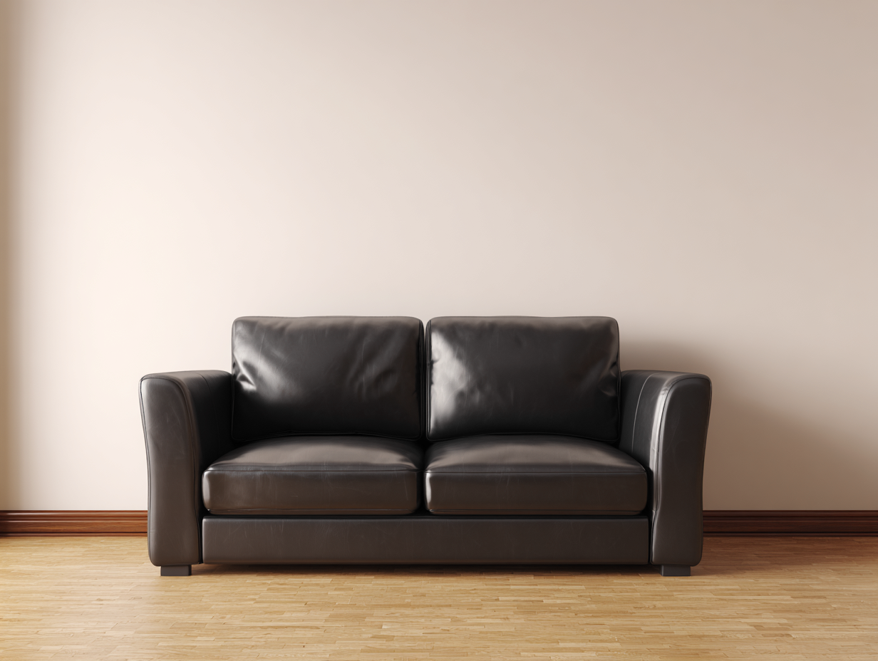 Sofá 2 plazas tapizado en piel sintética negra 162x92x87 cm - estilo contemporáneo - estructura robusta