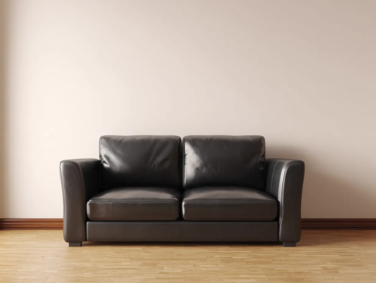 Sofá 2 plazas tapizado en piel sintética negra 162x92x87 cm - estilo contemporáneo - estructura robusta