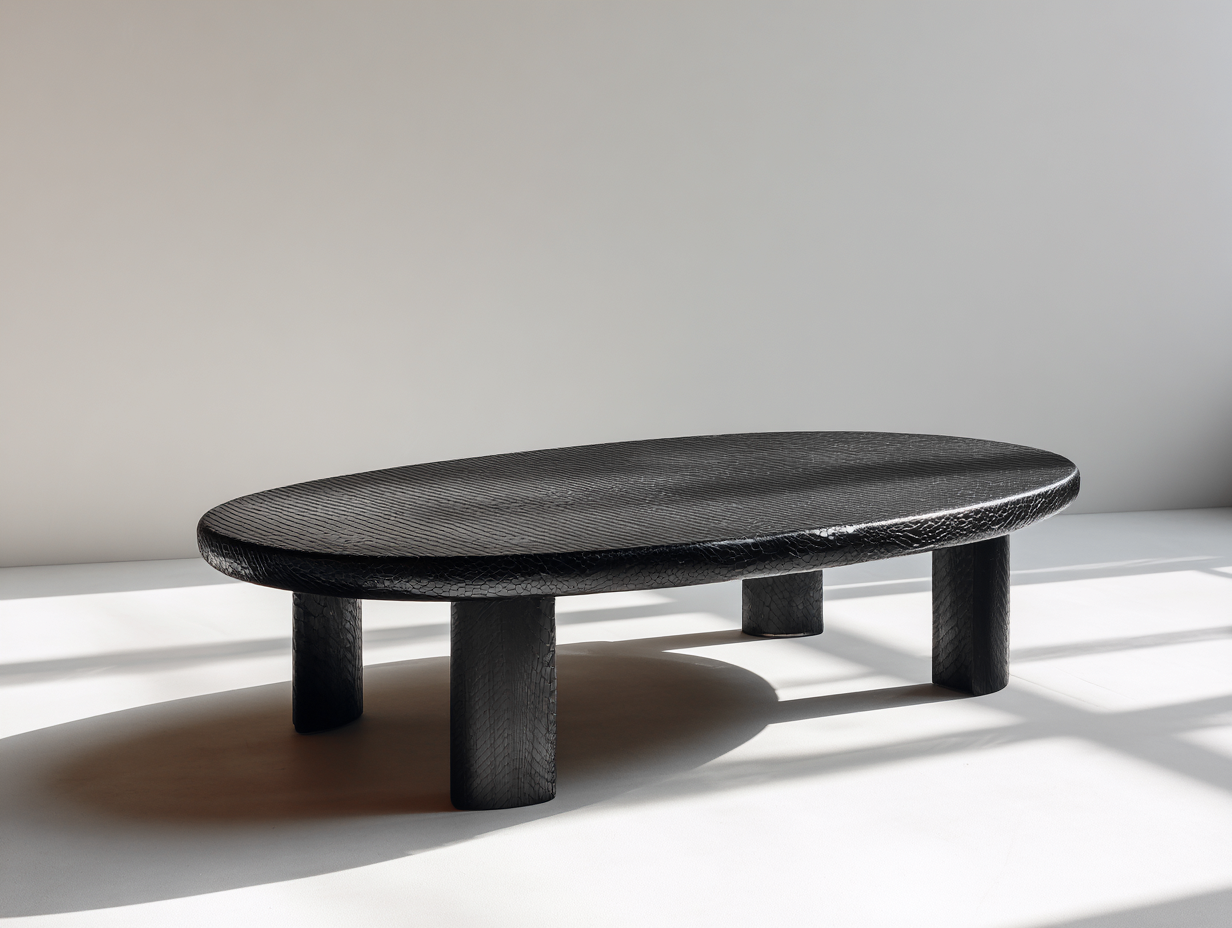 Mesa de centro ovalada de madera oscura 140x75x38 cm - negro - para salón - estilo moderno