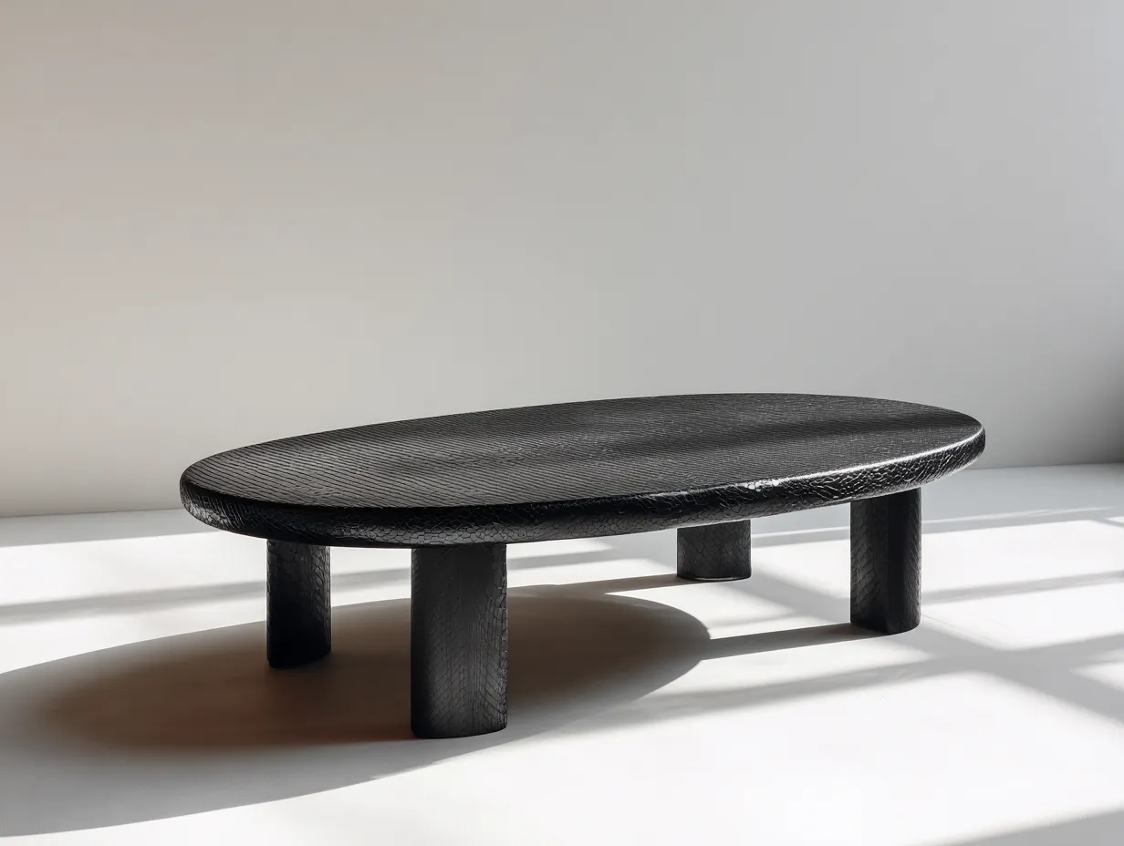 Mesa de centro ovalada de madera oscura 140x75x38 cm - negro - para salón - estilo moderno