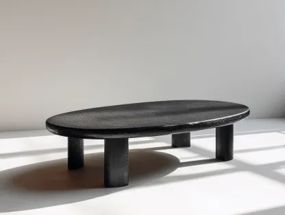 Mesa de centro ovalada de madera oscura 140x75x38 cm - negro - para salón - estilo moderno