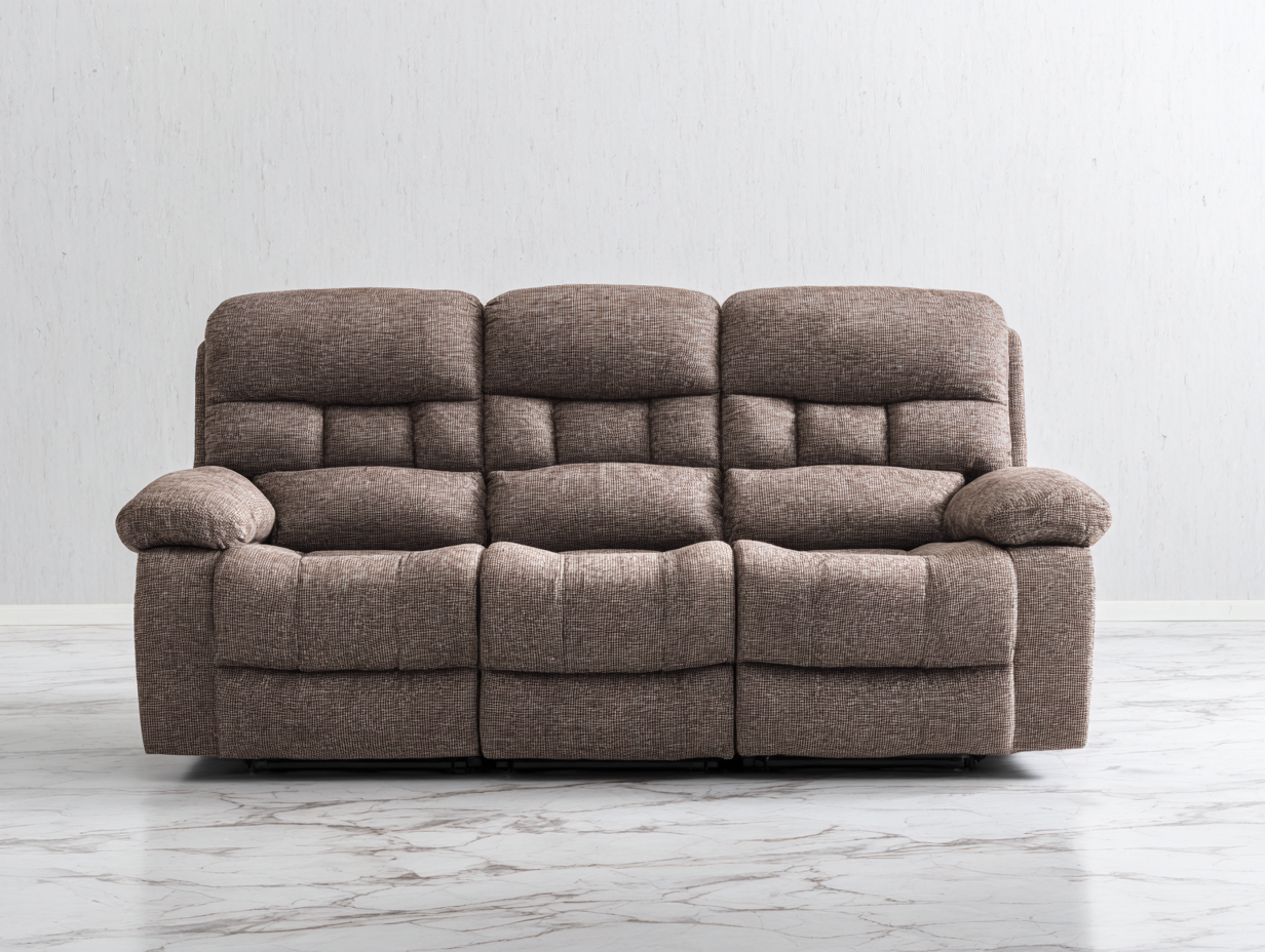 Sofá de 3 plazas - tela marrón - 210x95x101cm - estilo moderno para sala de estar