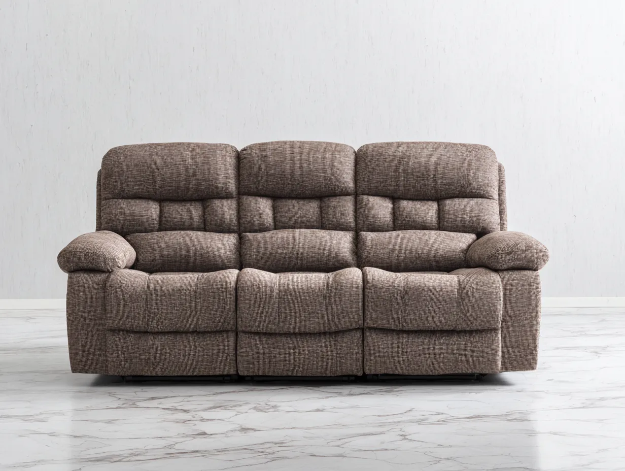 Sofá de 3 plazas - tela marrón - 210x95x101cm - estilo moderno para sala de estar