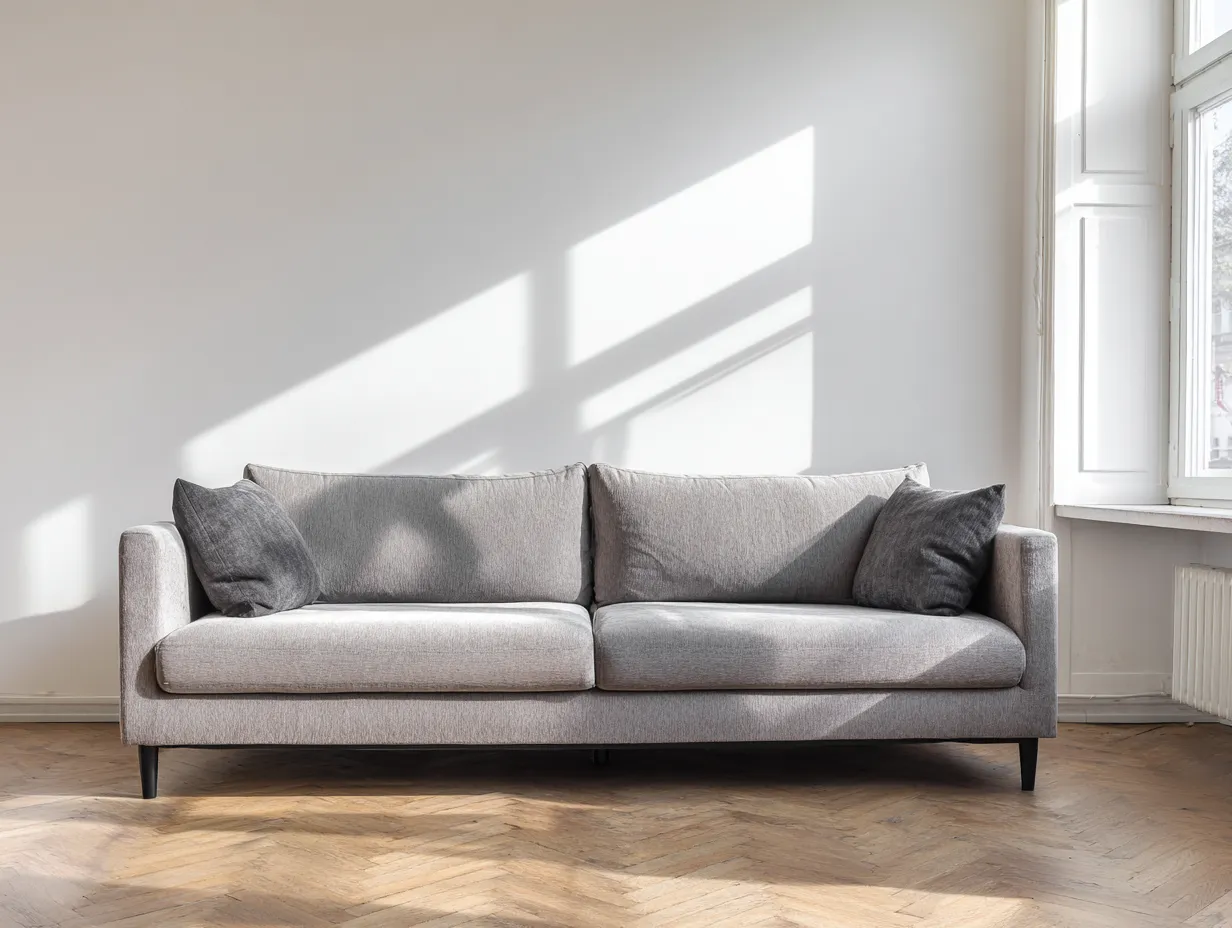 Sofá de tela 210x92x85cm - gris claro - estilo moderno minimalista