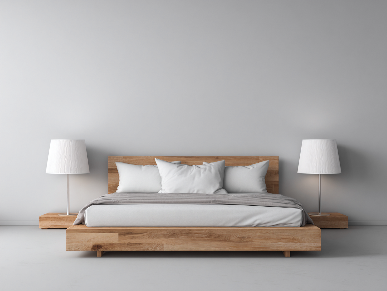 Cama doble de roble macizo 200x160x95 cm - diseño moderno con cabecero integrado