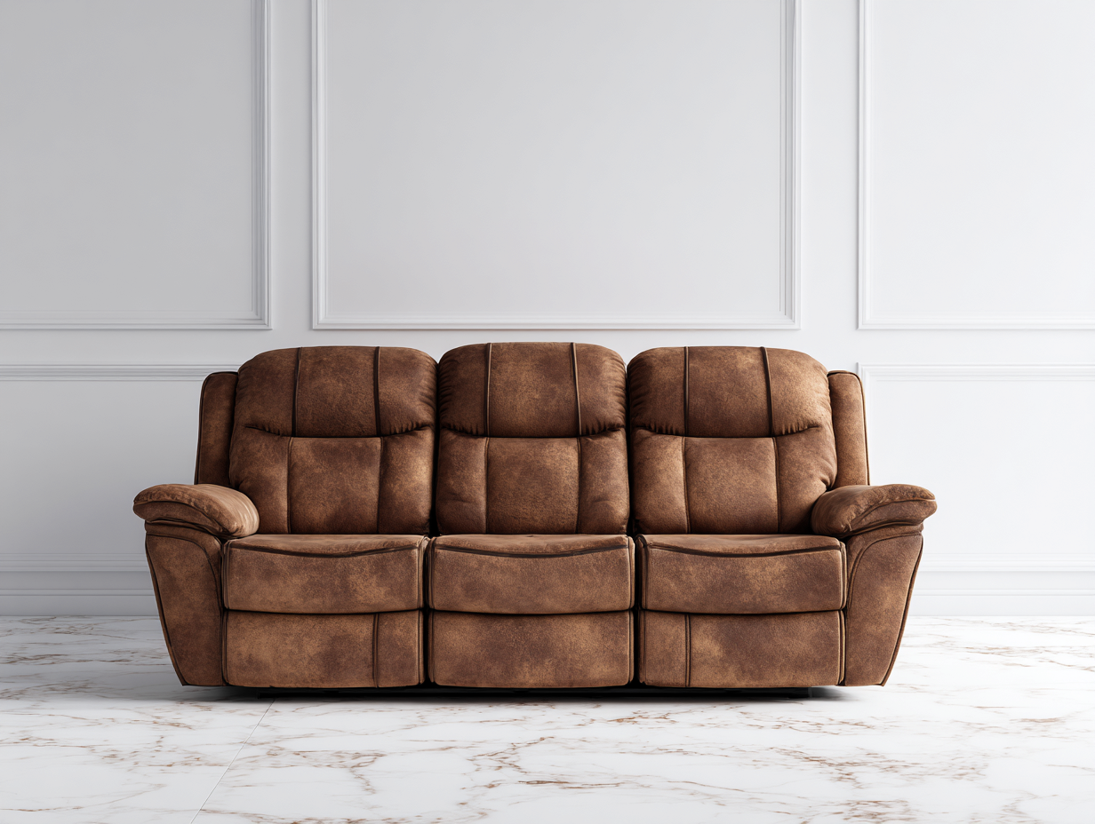 Sofá de 3 plazas en tela 205x98x102 cm - marrón - diseño clásico