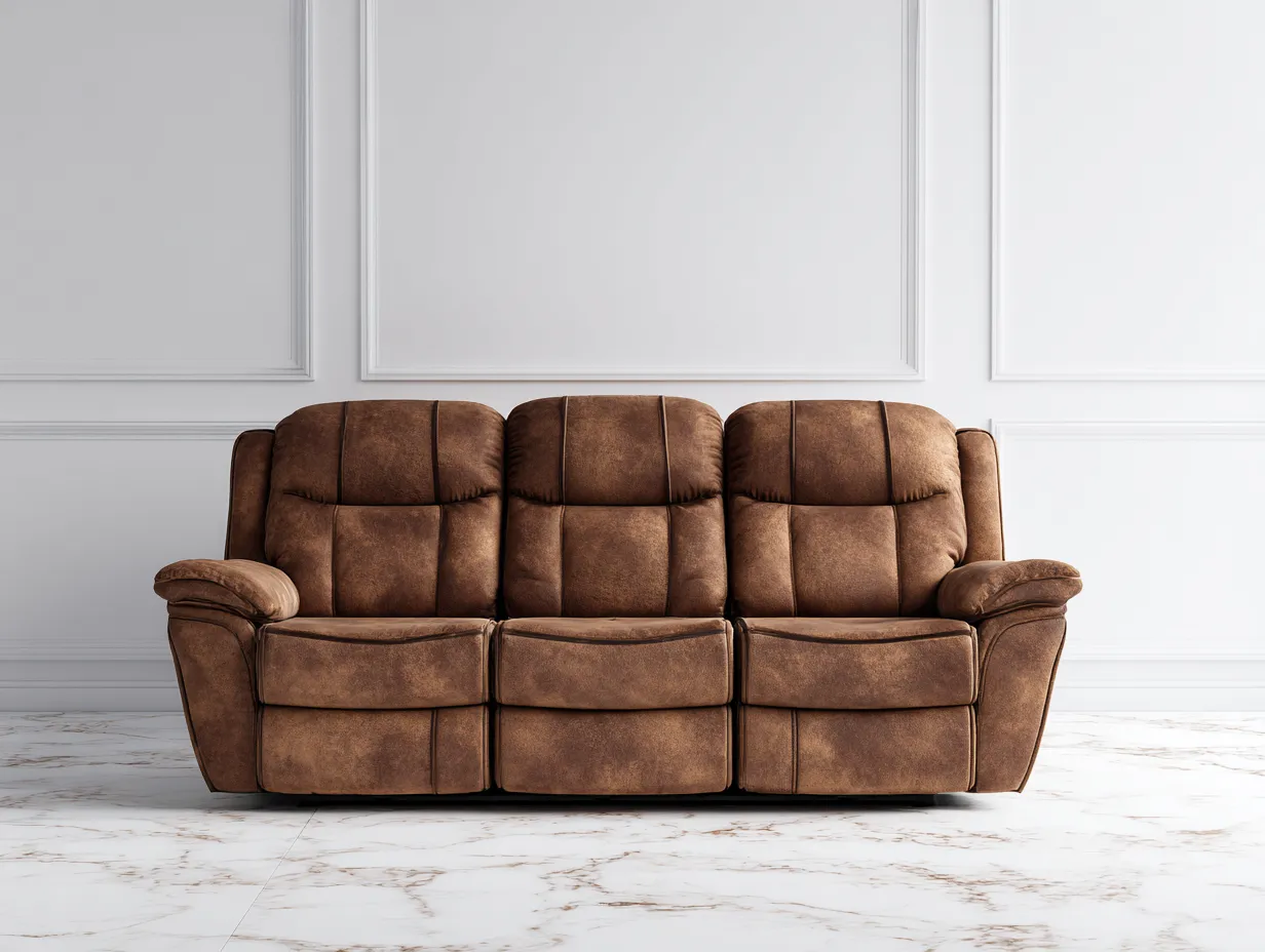 Sofá de 3 plazas en tela 205x98x102 cm - marrón - diseño clásico