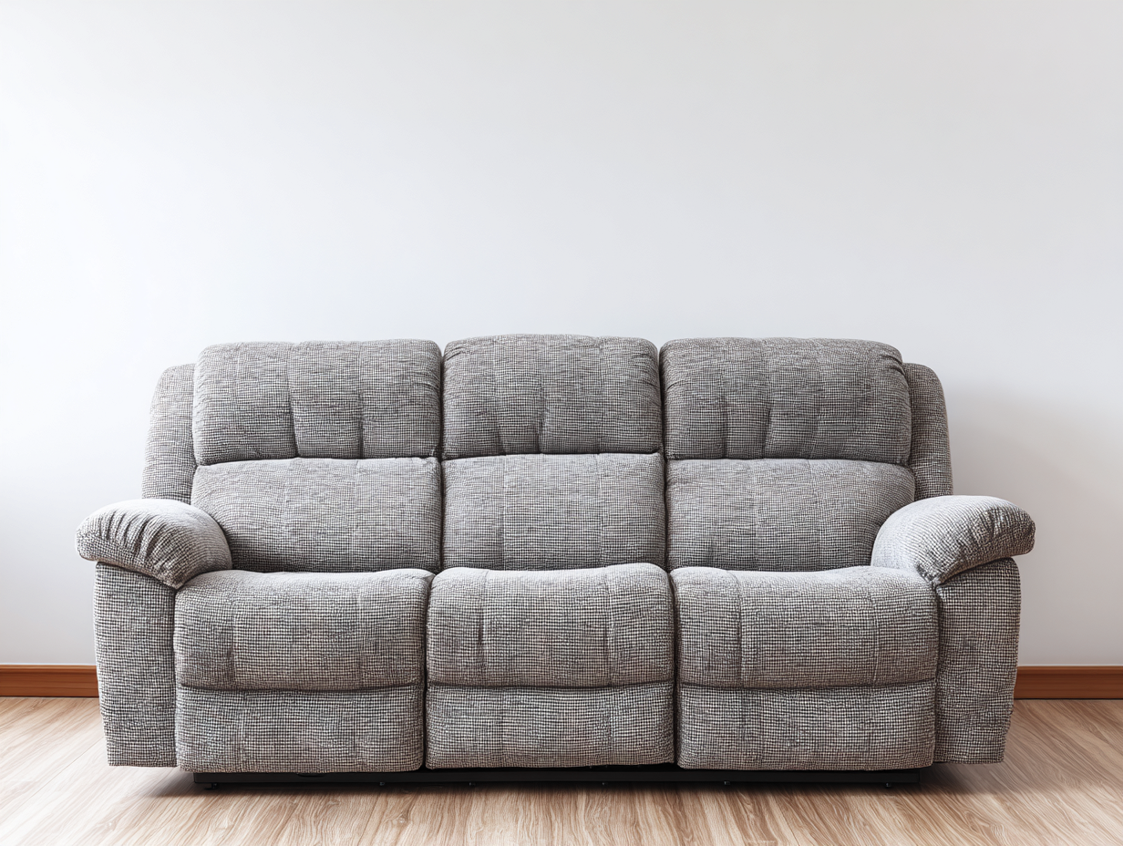 Sofá de 3 plazas - tela gris - 210x95x100cm - estilo contemporáneo para sala de estar