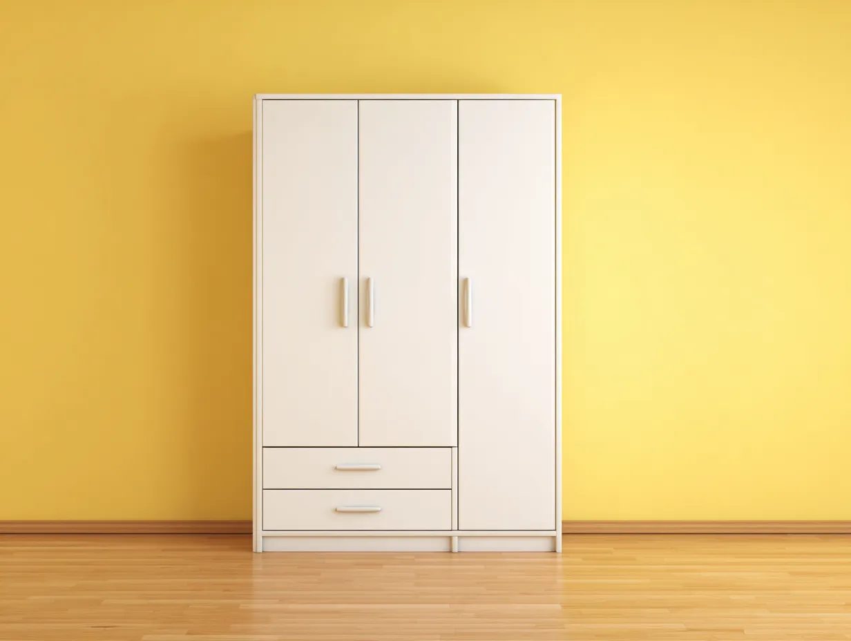 Armario de 3 puertas con 2 cajones 120x55x200cm - madera aglomerada blanca - estilo moderno funcional