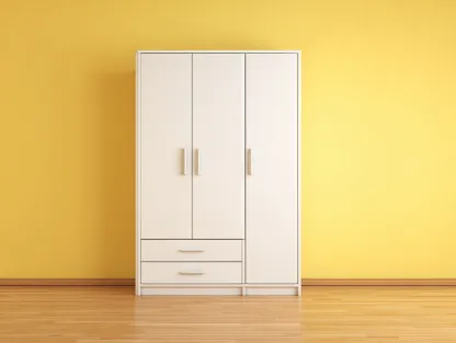 Armario de 3 puertas con 2 cajones 120x55x200cm - madera aglomerada blanca - estilo moderno funcional