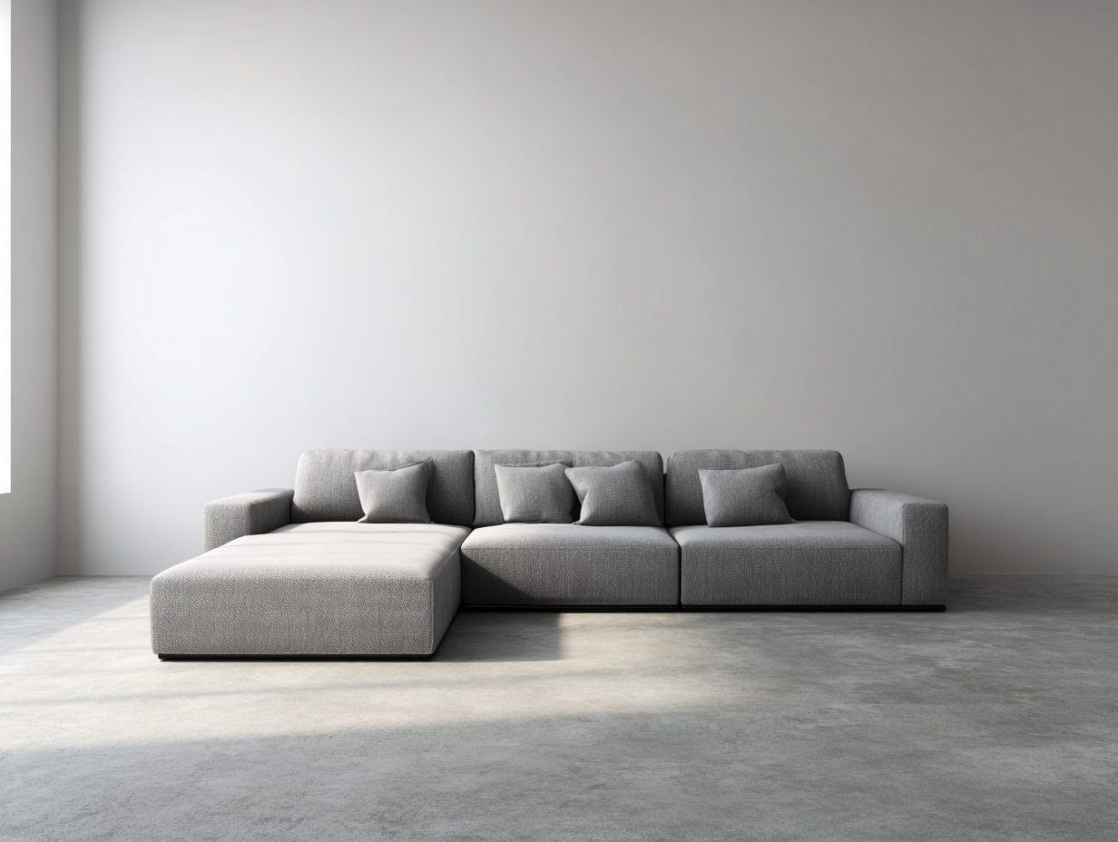Sofá esquinero de tela 285x195x85 cm - gris - estilo moderno con chaise longue