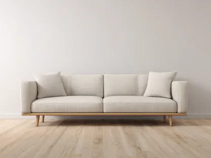 Sofá 3 plazas tapizado beige claro 210x90x80cm - estilo moderno con base y patas de madera