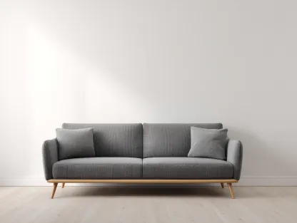 Sofá de tres plazas tapizado en tela, 210x85x82 cm - Color gris - Estilo escandinavo moderno