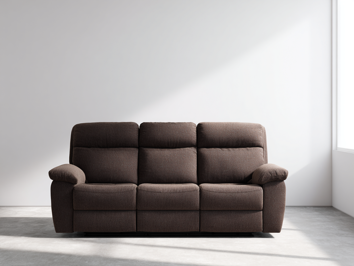 Sofá 3 plazas en tela 210x95x100 cm - marrón - estilo moderno con reposabrazos