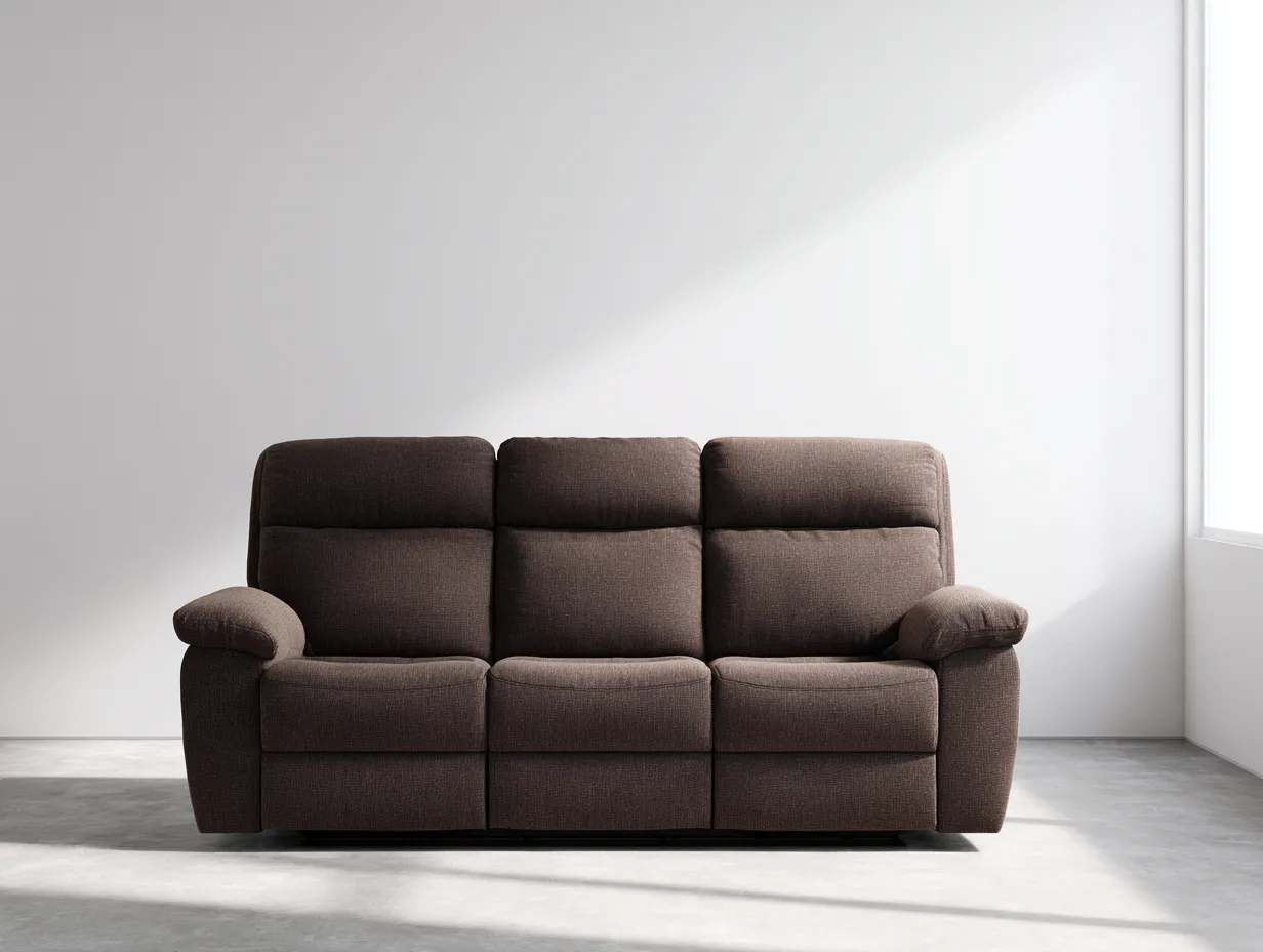 Sofá 3 plazas en tela 210x95x100 cm - marrón - estilo moderno con reposabrazos