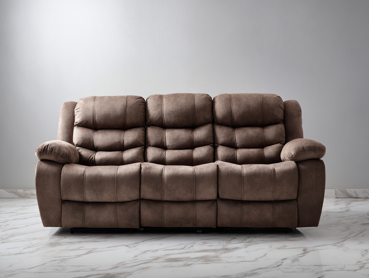 Sofá de 3 plazas - tela marrón - 212x96x102cm - estilo contemporáneo para sala de estar