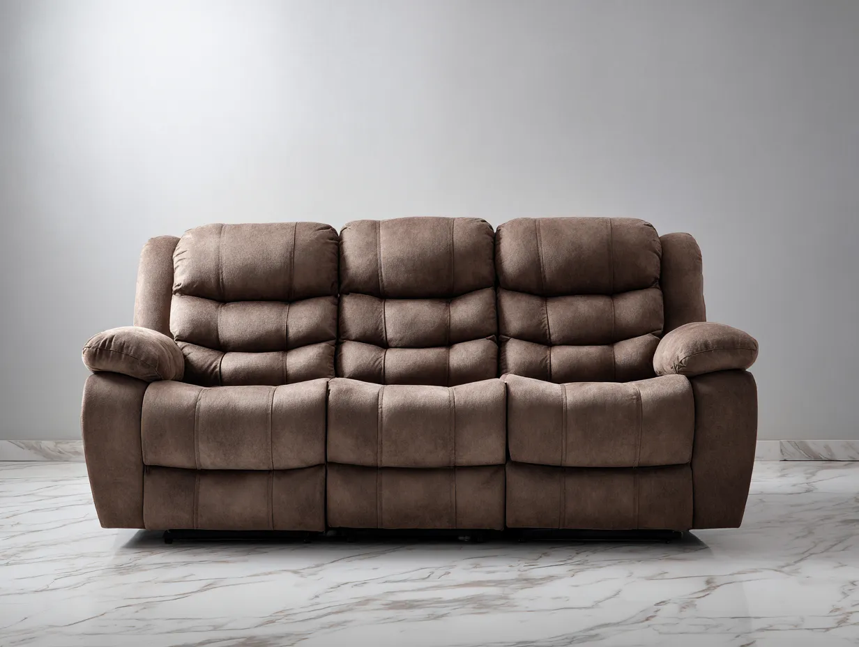 Sofá de 3 plazas - tela marrón - 212x96x102cm - estilo contemporáneo para sala de estar