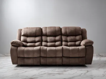 Sofá de 3 plazas - tela marrón - 212x96x102cm - estilo contemporáneo para sala de estar