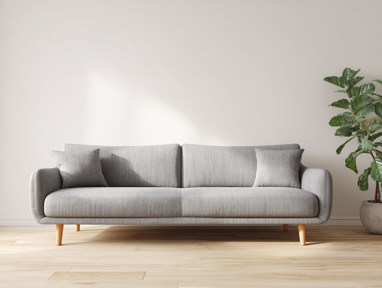 Sofá 3 plazas tapizado gris 200x88x82cm - estilo contemporáneo con patas de madera