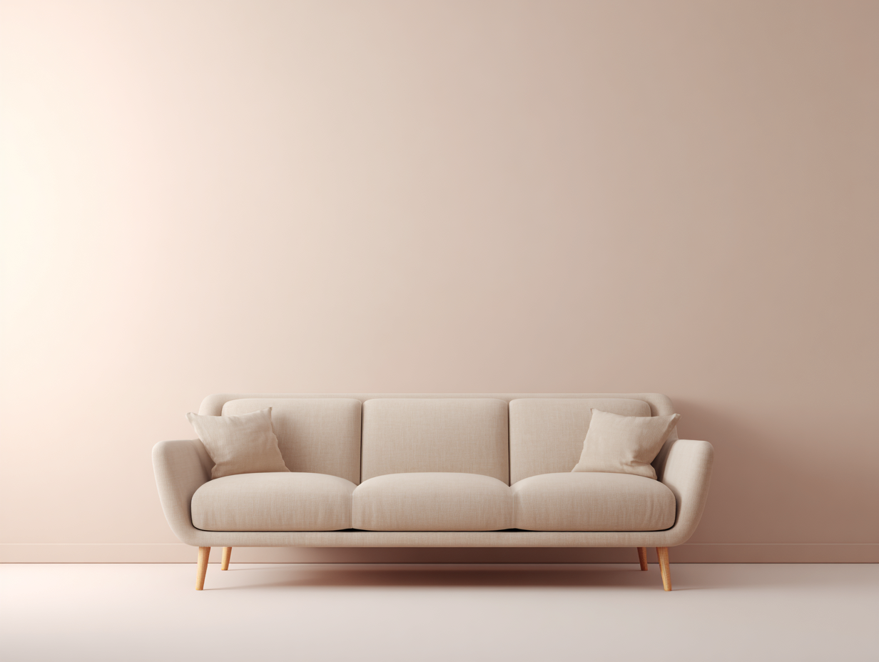 Sofá de tres plazas de tela 210x85x95 cm - patas de madera - estilo escandinavo