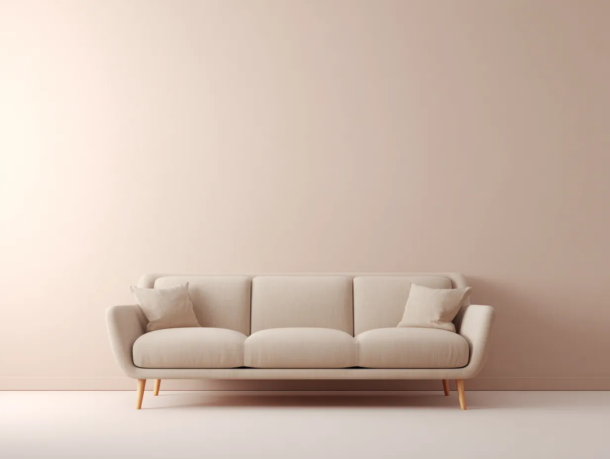 Sofá de tres plazas de tela 210x85x95 cm - patas de madera - estilo escandinavo