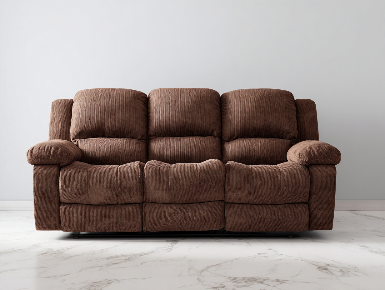 Sofá de 3 plazas en tela 200x95x100 cm - marrón - estilo moderno