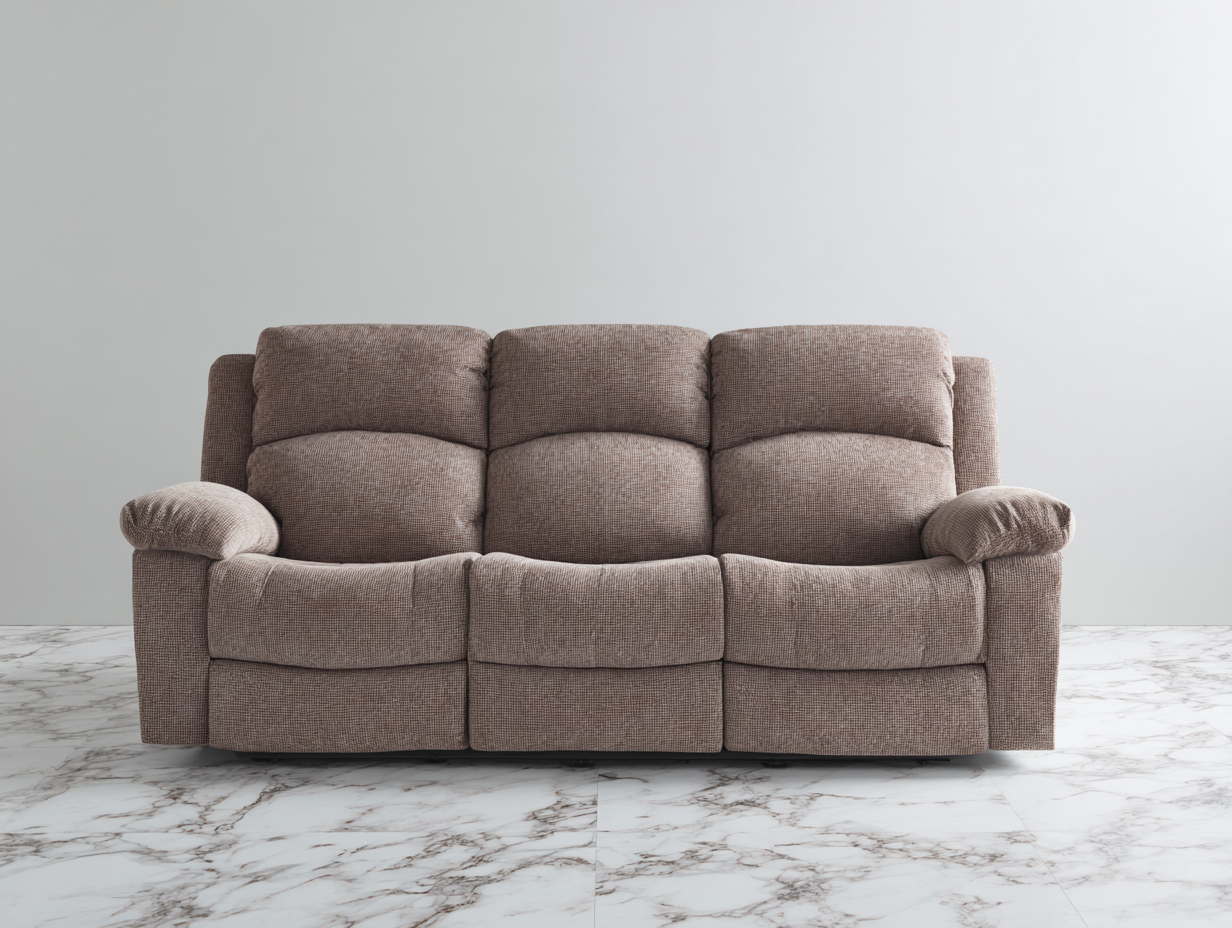 Sofá 3 plazas en tela 210x95x100 cm - marrón claro - diseño moderno con asiento amplio