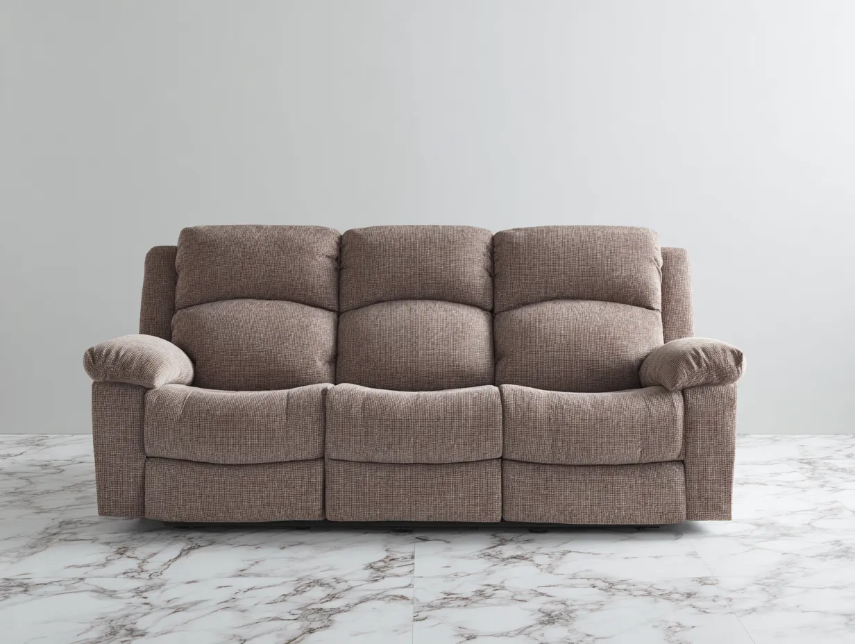 Sofá 3 plazas en tela 210x95x100 cm - marrón claro - diseño moderno con asiento amplio