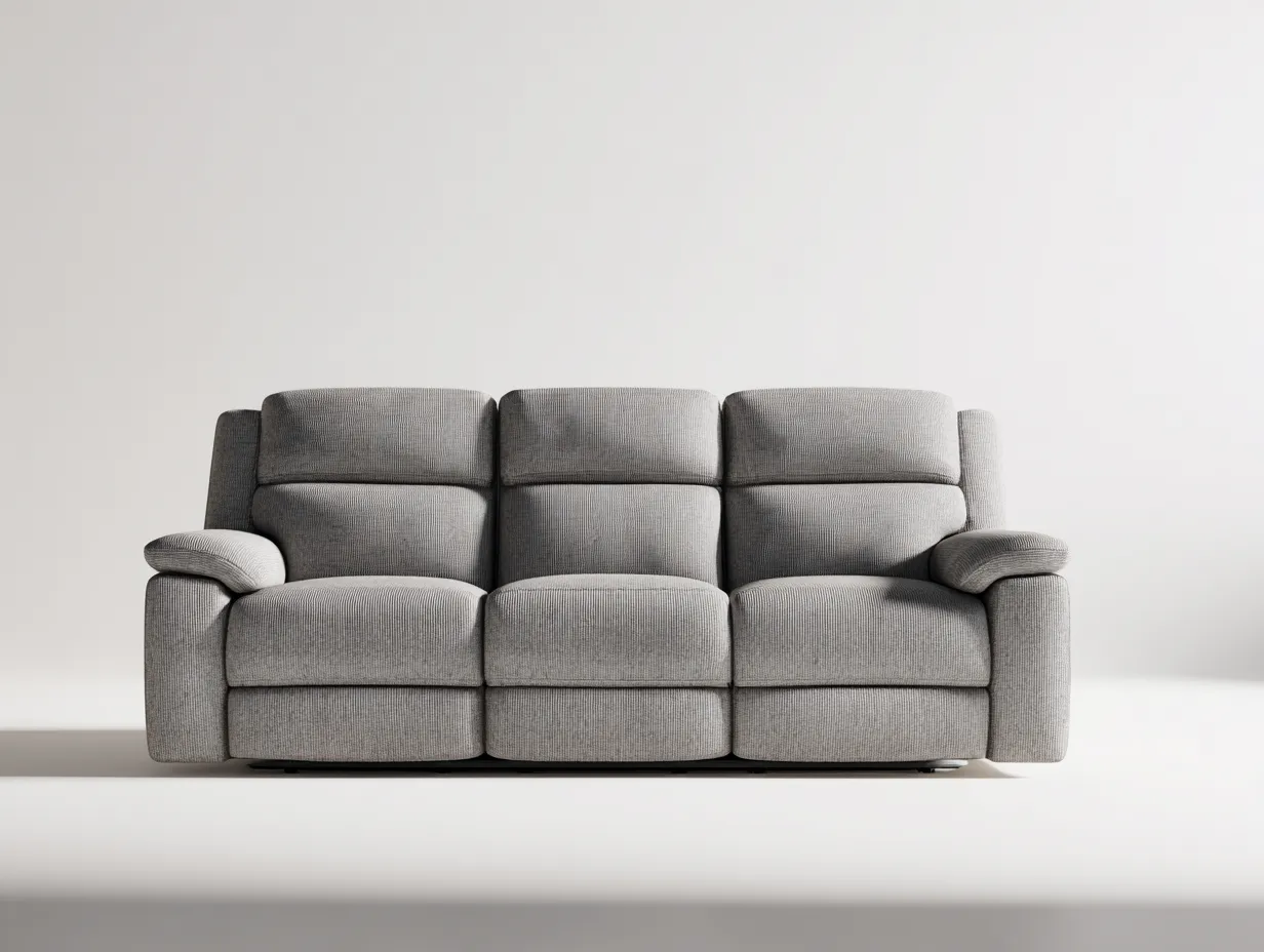 Sofá 3 plazas en tela 210x95x100 cm - gris claro - estilo moderno con diseño acolchado